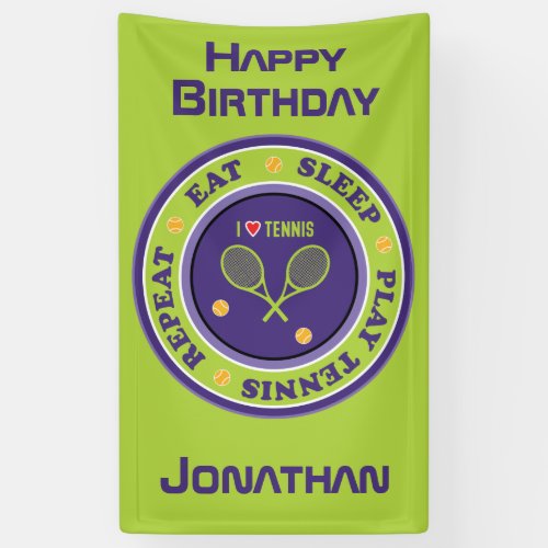 Purple  _ green Eat sleep play tennis Banner