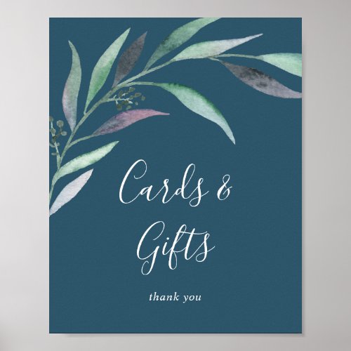 Purple Green Eucalyptus Blue Cards and Gifts Sign