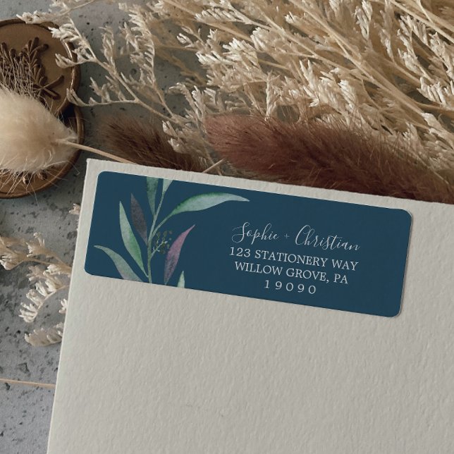 Purple Green Eucalyptus Blue Return Address Label (Creator Uploaded)