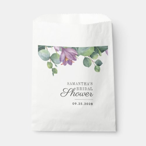 Purple Green Eucalyptus Bridal Shower Thank You Favor Bag