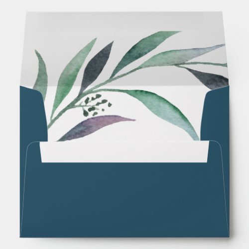 Purple  Green Eucalyptus Teal Wedding Invitation Envelope
