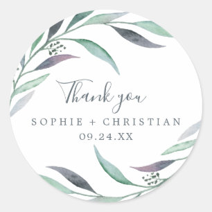 Purple & Green Eucalyptus Thank You Favor Sticker