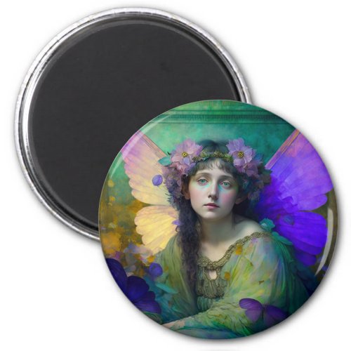 Purple Green Fairy Fantasy Art Magnet