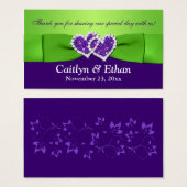 Purple, Green Floral and Joined Hearts Favor Tag (Front & Back)