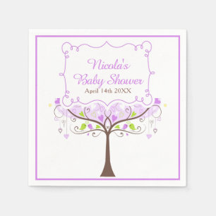 Purple & Green Floral Bird Baby Shower  Napkins