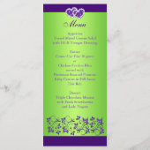 Purple, Green Floral, Hearts Menu Card (Back)