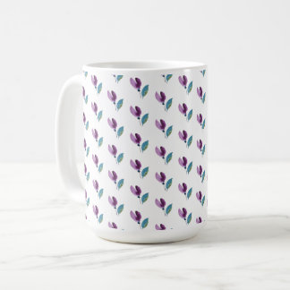Purple Green Floral Watercolor Hand-painted Coffee Mug