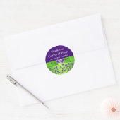 Purple, Green Floral Wedding Favor Sticker (Envelope)