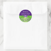 Purple, Green Floral Wedding Favor Sticker (Bag)
