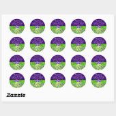 Purple, Green Floral Wedding Favor Sticker (Sheet)