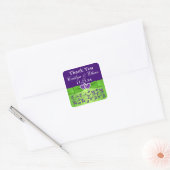 Purple, Green Floral Wedding Favor Sticker (Envelope)