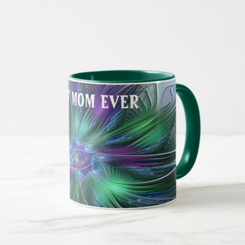 Purple Green Flower Abstract Art Fractal Best Mom Mug