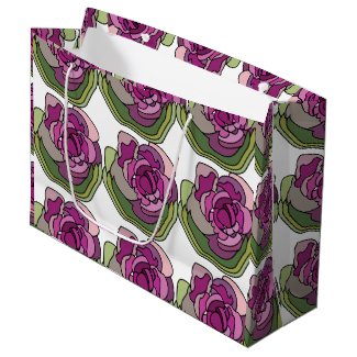 Purple Green Flower Floral Large Gift Bag