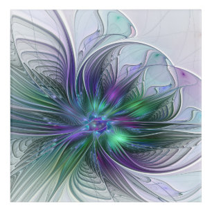 Purple Green Flower Modern Abstract Art Fractal