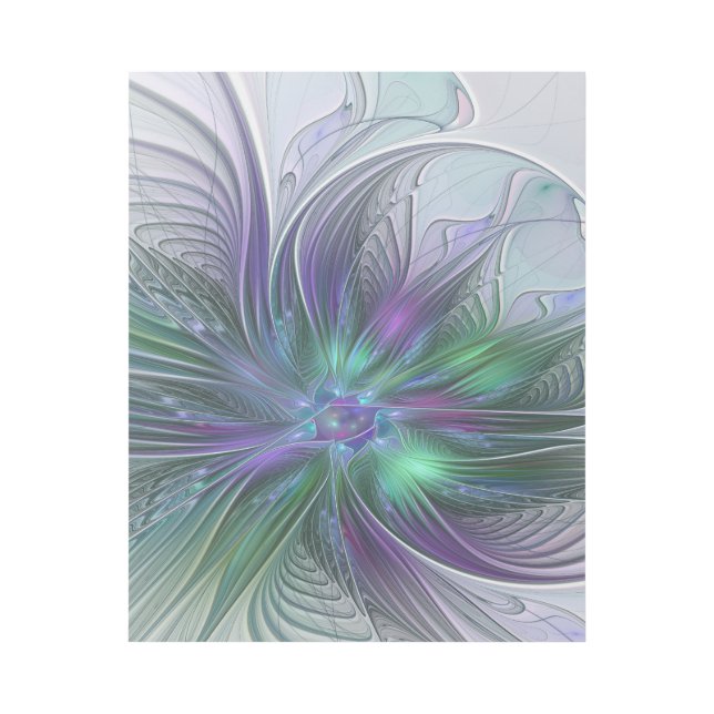 Purple Green Flower Modern Abstract Art Fractal (Front)