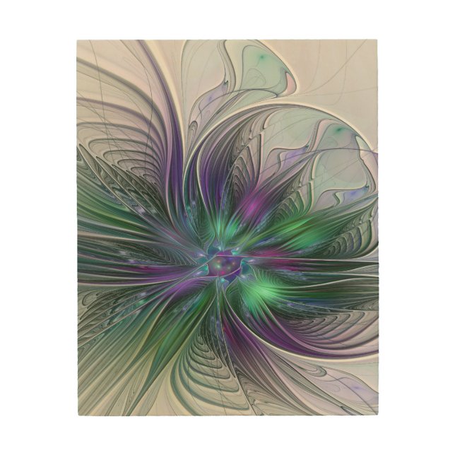 Purple Green Flower Modern Abstract Art Fractal (Front)