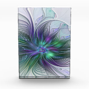 Purple Green Flower Modern Abstract Art Fractal Acrylic Award