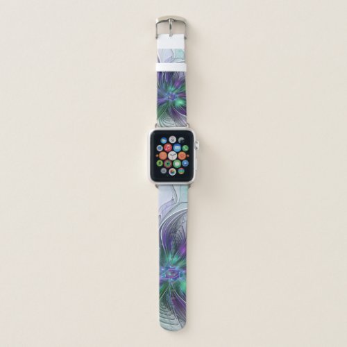 Purple Green Flower Modern Abstract Art Fractal Apple Watch Band