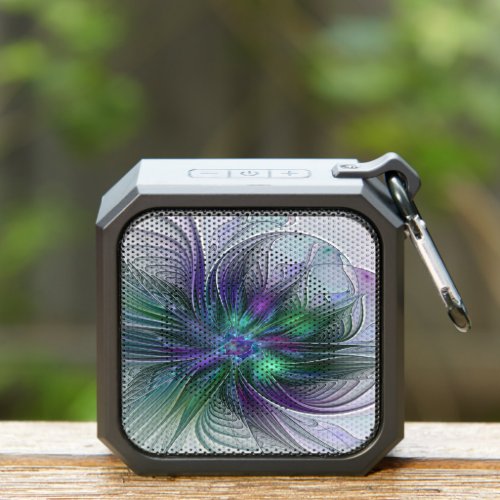 Purple Green Flower Modern Abstract Art Fractal Bluetooth Speaker