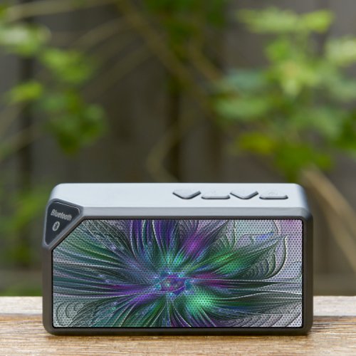 Purple Green Flower Modern Abstract Art Fractal Bluetooth Speaker