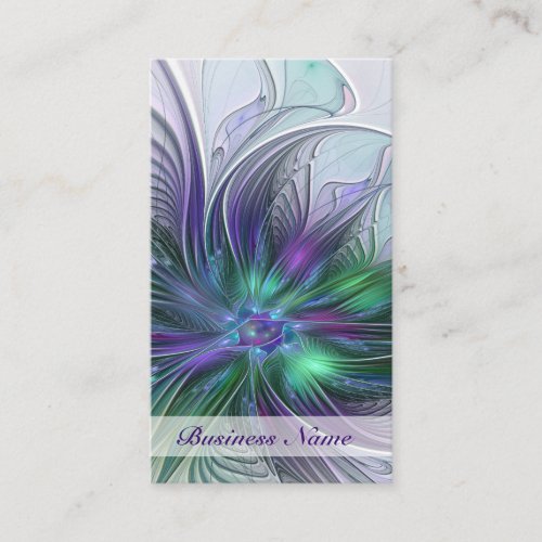 Purple Green Flower Modern Abstract Art Fractal Business Card