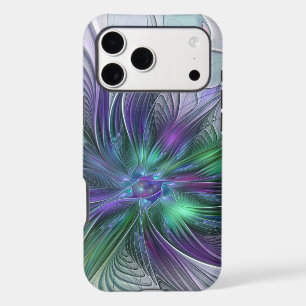 Purple Green Flower Modern Abstract Art Fractal iPhone 17 Pro Max Case
