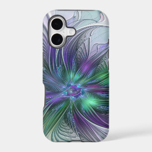 Purple Green Flower Modern Abstract Art Fractal iPhone 17 Case