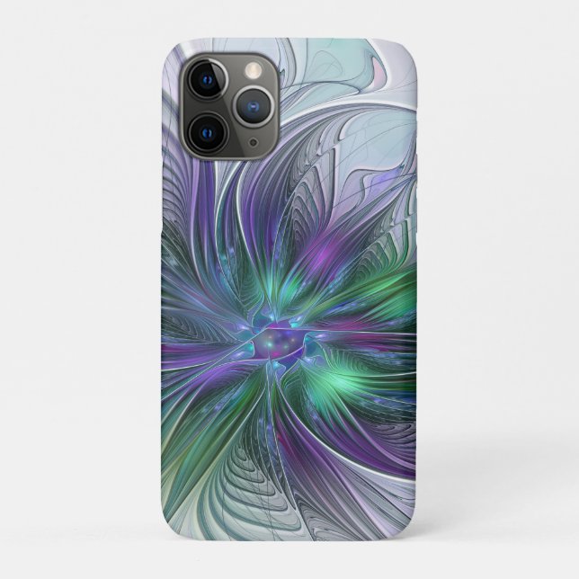 Purple Green Flower Modern Abstract Art Fractal Case-Mate iPhone Case (Back)