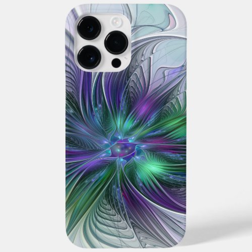 Purple Green Flower Modern Abstract Art Fractal Case_Mate iPhone 14 Pro Max Case