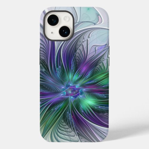 Purple Green Flower Modern Abstract Art Fractal Case_Mate iPhone 14 Case