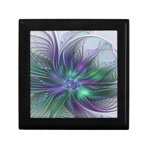 Purple Green Flower Modern Abstract Art Fractal Gift Box