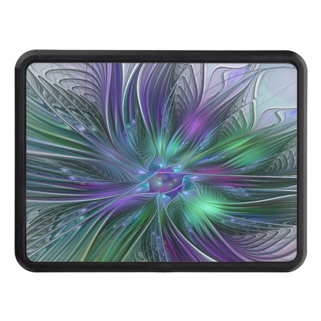 Purple Green Flower Modern Abstract Art Fractal Hitch Cover (Front)