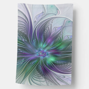 Purple Green Flower Modern Abstract Art Fractal House Flag