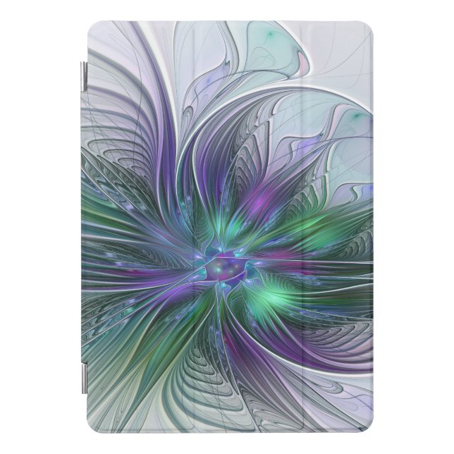 Purple Green Flower Modern Abstract Art Fractal iPad Pro Cover (Front)
