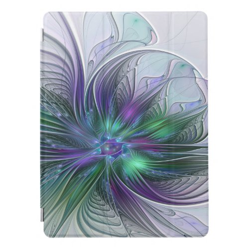 Purple Green Flower Modern Abstract Art Fractal iPad Pro Cover