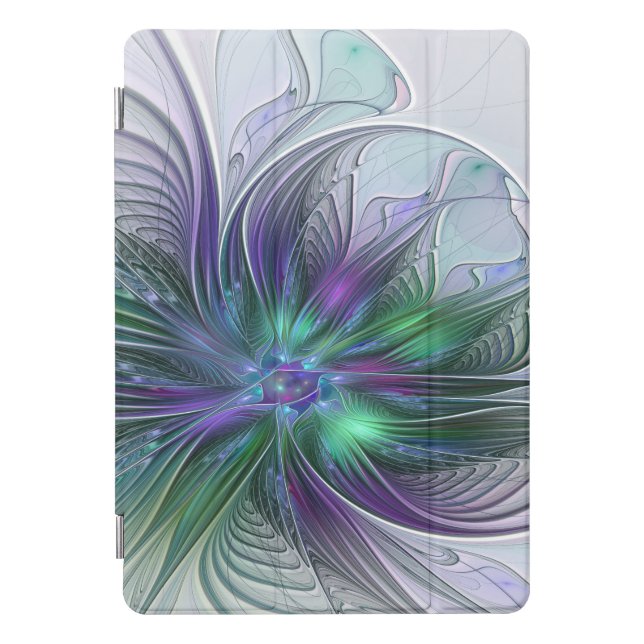 Purple Green Flower Modern Abstract Art Fractal iPad Pro Cover (Front)