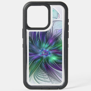 Purple Green Flower Modern Abstract Art Fractal iPhone 15 Pro Max Case
