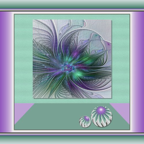 Purple Green Flower Modern Abstract Art Fractal Jigsaw Puzzle