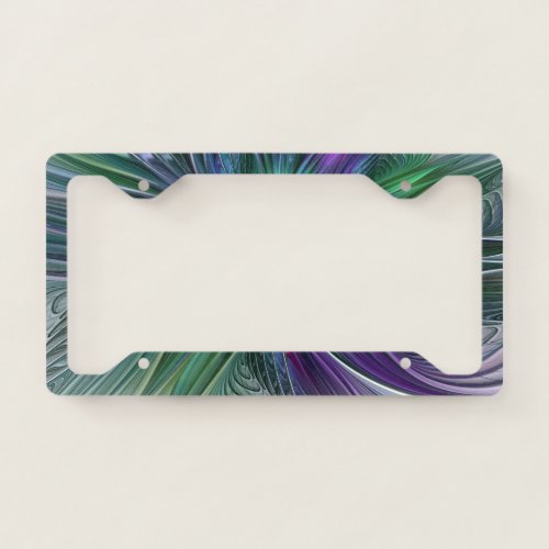 Purple Green Flower Modern Abstract Art Fractal License Plate Frame