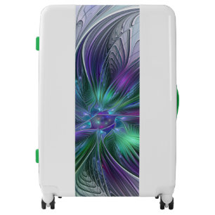 Purple Green Flower Modern Abstract Art Fractal Luggage