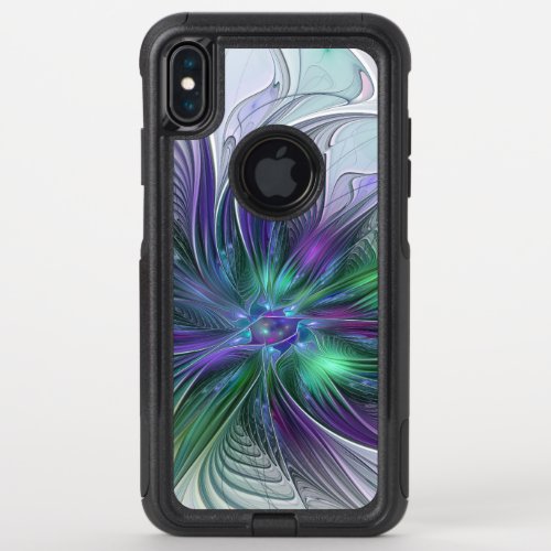 Purple Green Flower Modern Abstract Art Fractal OtterBox Commuter iPhone XS Max Case