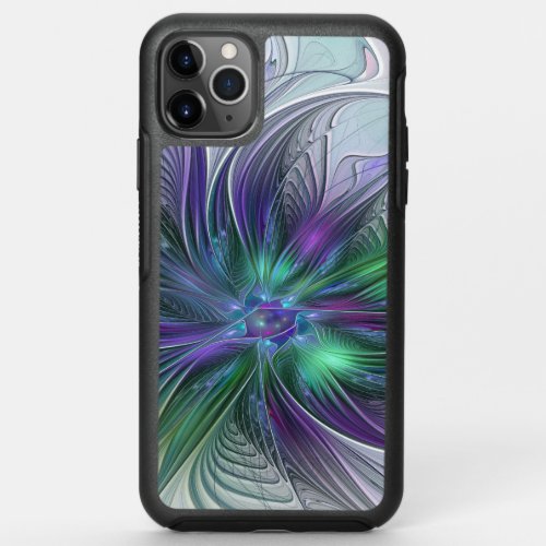 Purple Green Flower Modern Abstract Art Fractal OtterBox Symmetry iPhone 11 Pro Max Case