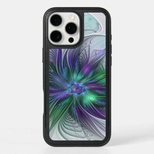 Purple Green Flower Modern Abstract Art Fractal iPhone 16 Pro Max Case