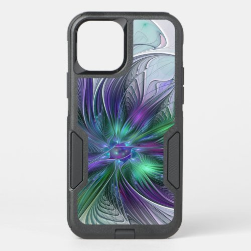 Purple Green Flower Modern Abstract Art Fractal OtterBox Commuter iPhone 12 Case