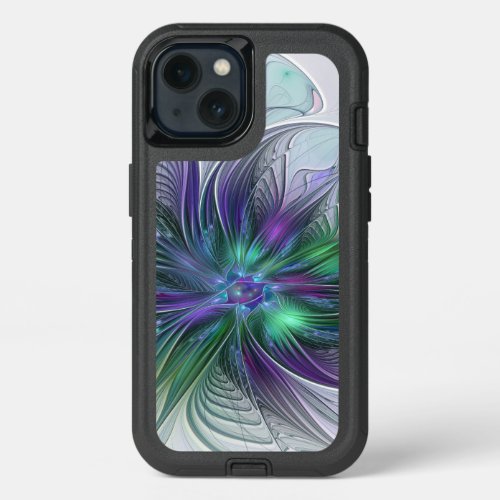 Purple Green Flower Modern Abstract Art Fractal iPhone 13 Case