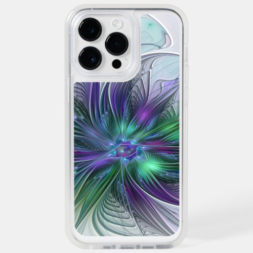 Purple Green Flower Modern Abstract Art Fractal OtterBox iPhone 14 Pro Max Case