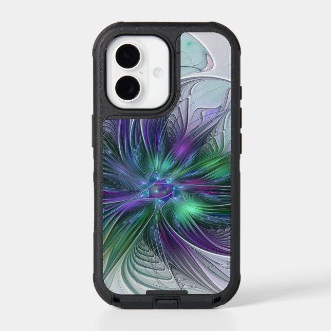 Purple Green Flower Modern Abstract Art Fractal Otterbox iPhone Case (Back)
