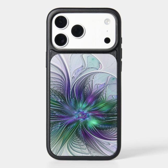 Purple Green Flower Modern Abstract Art Fractal Otterbox iPhone Case (Back)