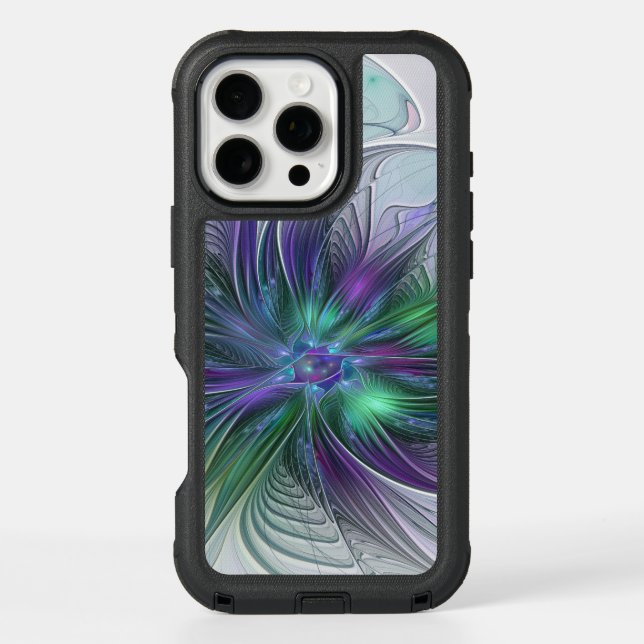 Purple Green Flower Modern Abstract Art Fractal Otterbox iPhone Case (Back)