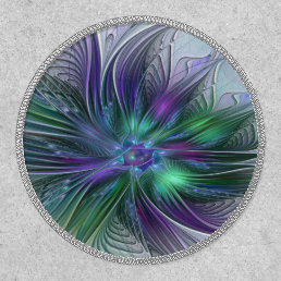 Purple Green Flower Modern Abstract Art Fractal Patch